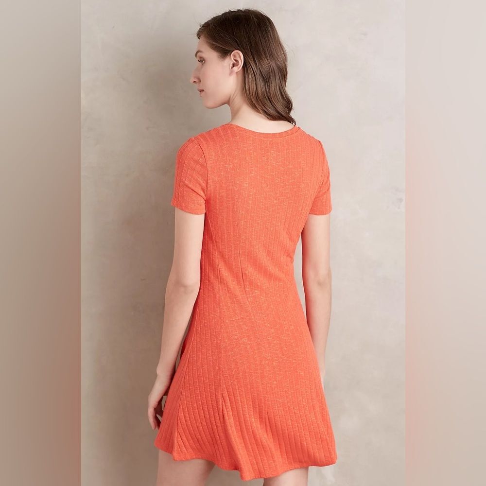 Anthropologie Dolan Left Coast Red Merle Knit Ribbed Flare Shirt Dress Size XXS - Picture 3 of 9